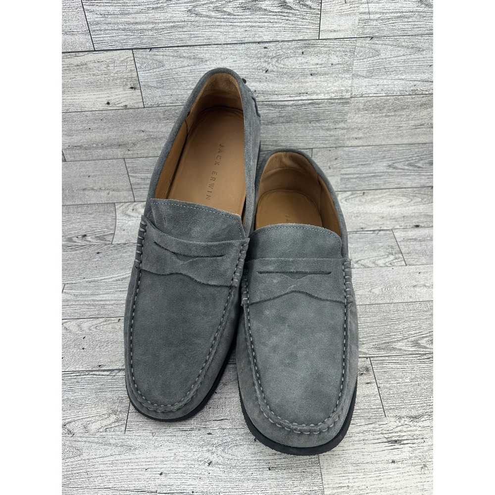 Jack Erwin Decker Men Sz 11M‎ Grey Suede Penny Driving Loafers Made in Brazil